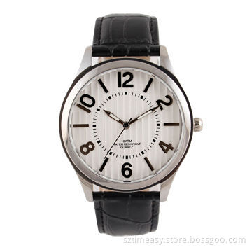 Stainless Steel Watch with Genuine Leather Band, 2035 Movement
